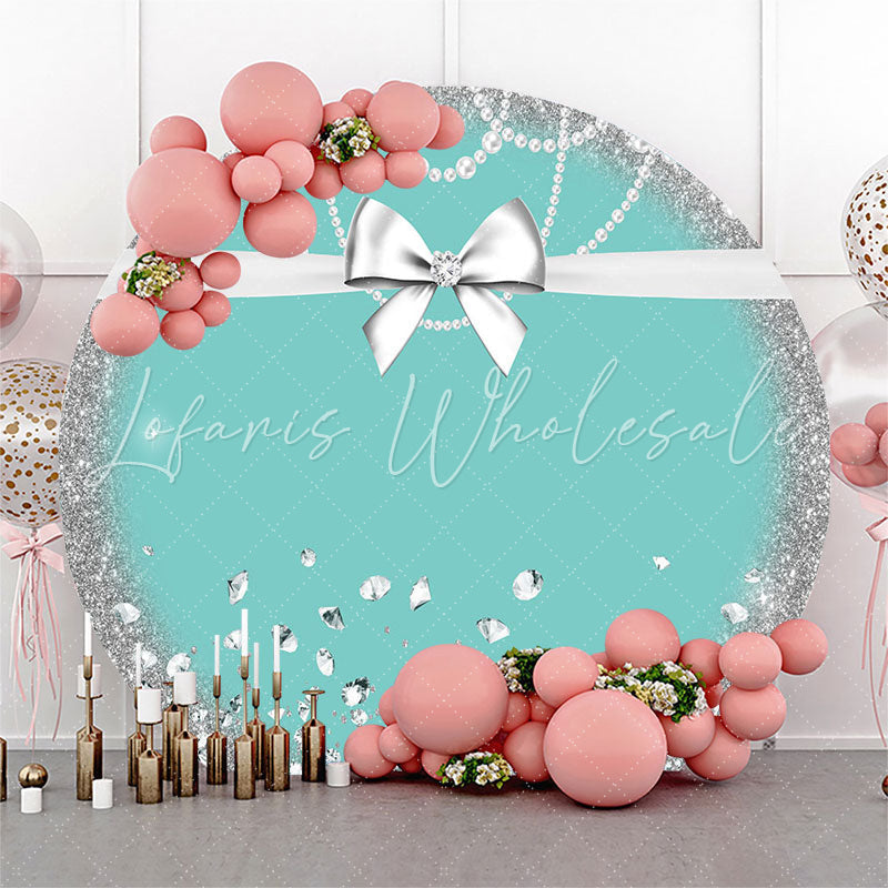 Lofaris Diamond Bowknot Pearl Green Blue Birthday Backdrop