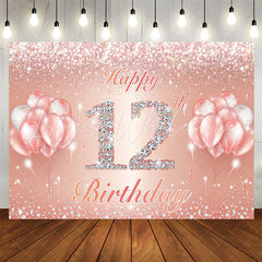 Lofaris Diamond Glitter Rose Gold 12th Birthday Party Backdrop