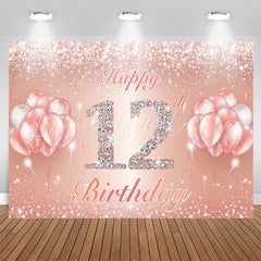Lofaris Diamond Glitter Rose Gold 12th Birthday Party Backdrop