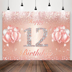 Lofaris Diamond Glitter Rose Gold 12th Birthday Party Backdrop