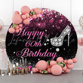 Lofaris Diamond Pink Hearts Bokeh Circle 60th Birthday Backdrop