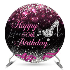 Lofaris Diamond Pink Hearts Bokeh Circle 60th Birthday Backdrop