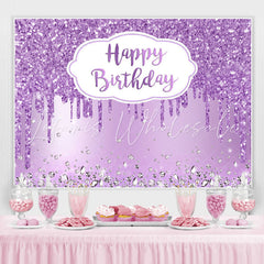 Lofaris Diamond Purple Bokeh Glitter Happy Birthday Backdrop