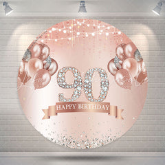 Lofaris Diamond Rose Gold Bokeh Round 90th Birthday Backdrop