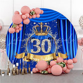 Lofaris Diamonds 30th Blue Round Happy Birthday Party Backdrop
