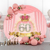 Lofaris Diamonds 70th Pink Round Happy Birthday Party Backdrop