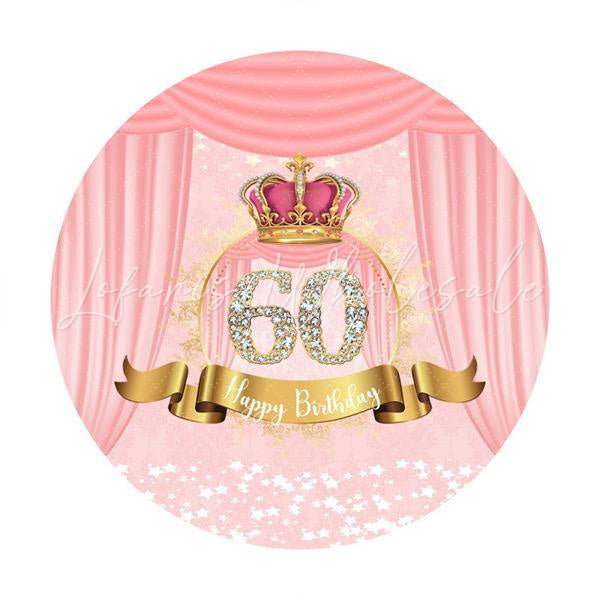 Lofaris Diamonds 70th Pink Round Happy Birthday Party Backdrop