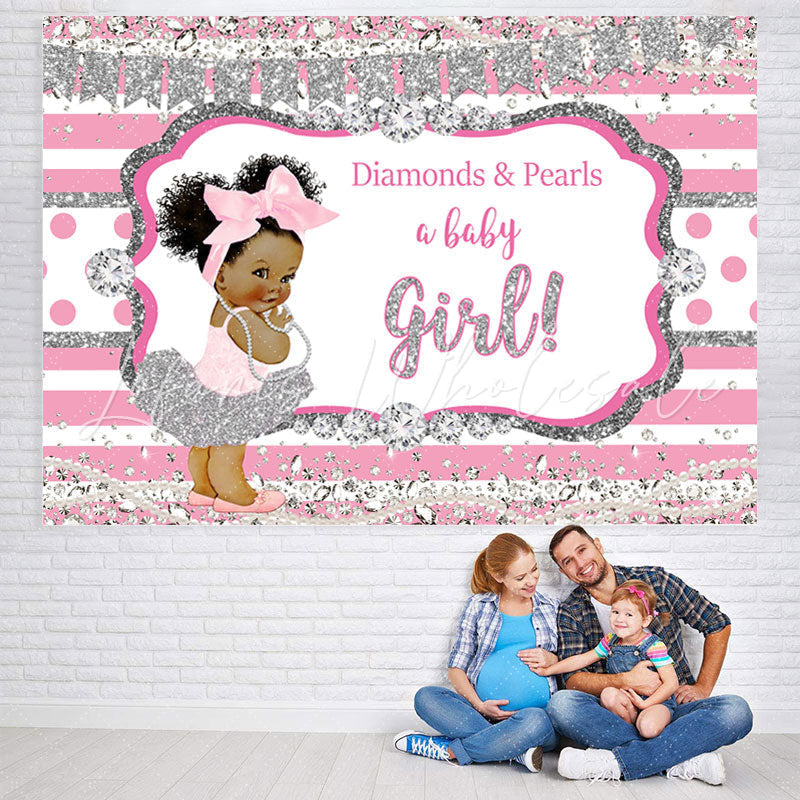 Lofaris Diamonds And Pearls A Baby Girl Shower Backdrop