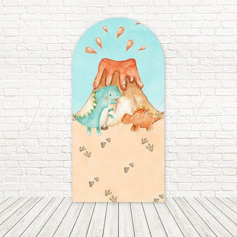 Dino Baby Volcano Fun Arch Backdrop For Prehistoric Kids Parties