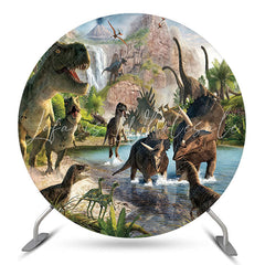 Lofaris Dinosaur Birthday Party Round Backdrop For Boy