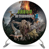 Lofaris Dinosaur Group Volcano Theme Round Birthday Backdrop For Kid