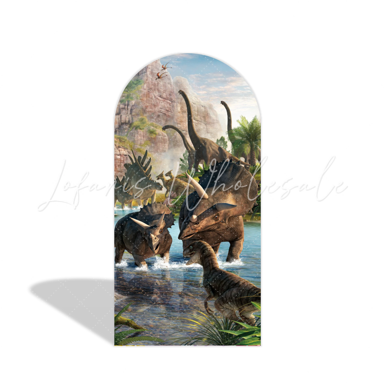 Dinosaur Happy Birthday Party Arch Backdrop Wall Cloth Cover