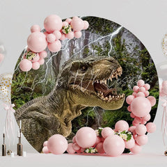 Dinosaur Jurassic Adventure Round Backdrop For Kids Birthday