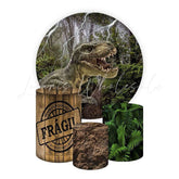 Dinosaur Jurassic Park Themed Round Backdrop and Cylinders Kit