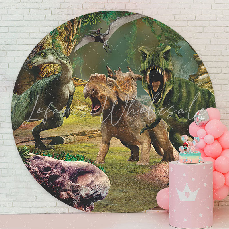 Lofaris Dinosaur Park For Boys Round Party Backdrop Cover
