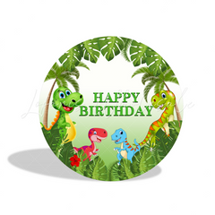 Dinosaur Safari Theme Birthday Party Round Backdrop Cover Plinth Cylinder Pedestal Cover