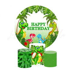 Dinosaur Safari Theme Birthday Party Round Backdrop Cover Plinth Cylinder Pedestal Cover