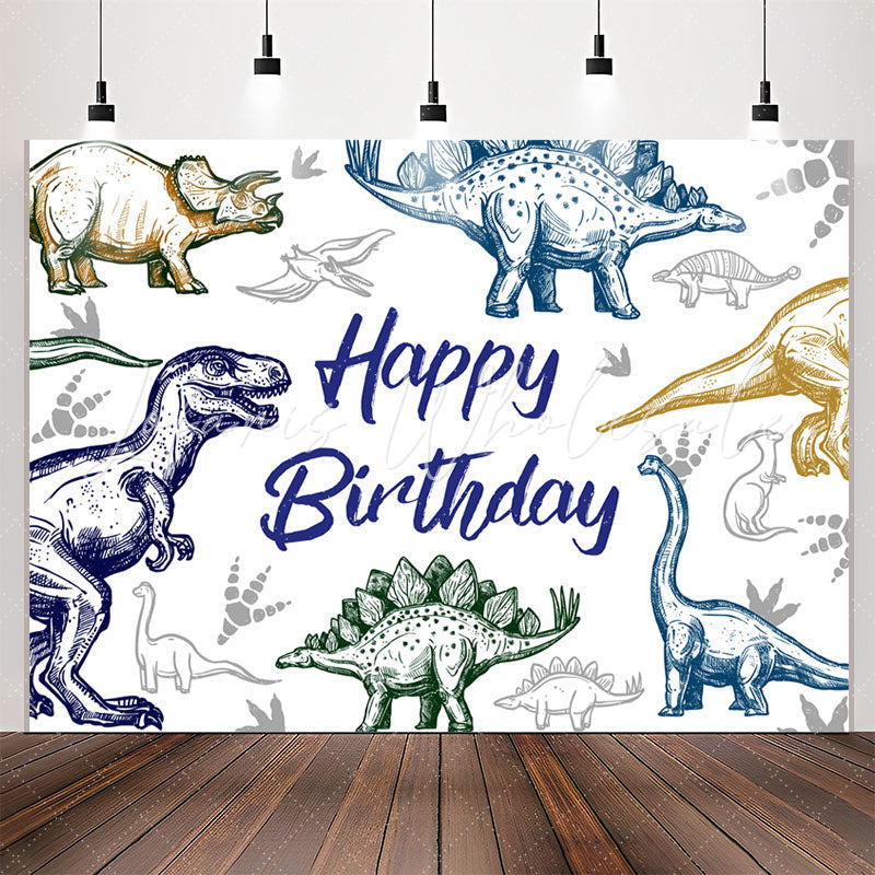 Lofaris Dinosaur Stick Figure Birthday Backdrop For Boy