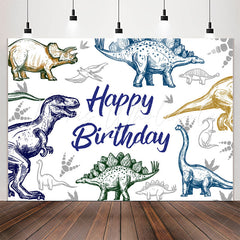 Lofaris Dinosaur Stick Figure Birthday Backdrop For Boy
