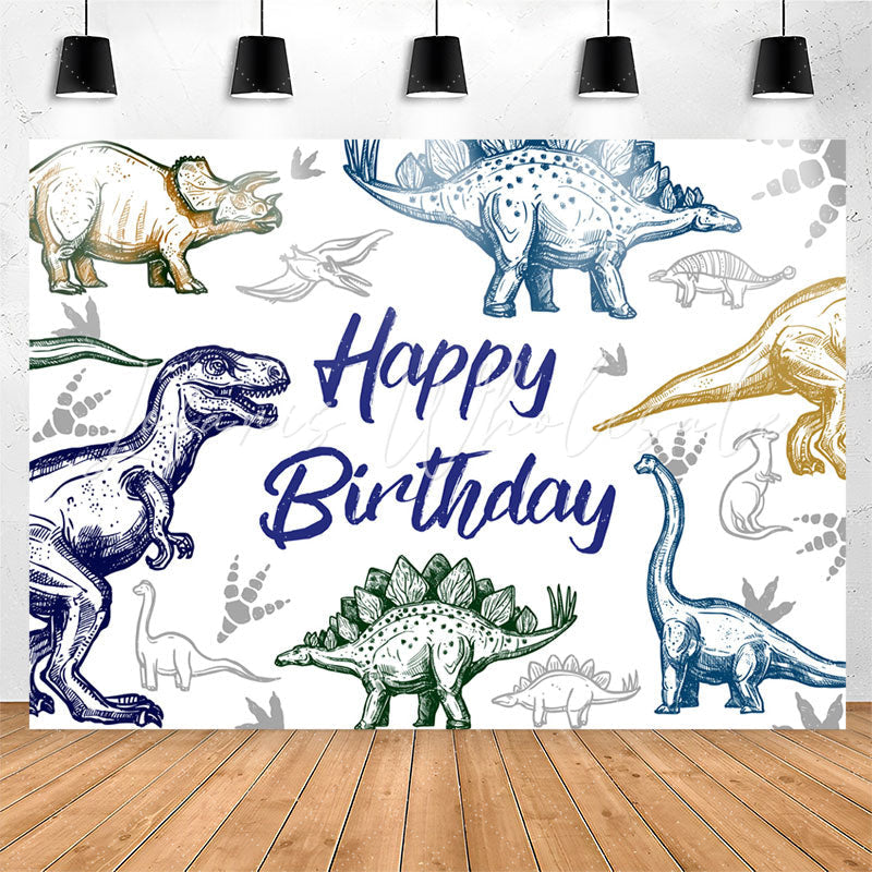Lofaris Dinosaur Stick Figure Birthday Backdrop For Boy
