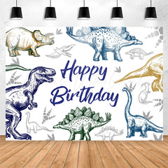 Lofaris Dinosaur Stick Figure Birthday Backdrop For Boy