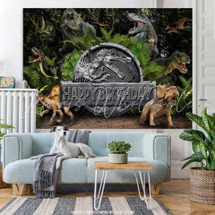 Lofaris Dinosaur Themed Happy Birthday Backdrop For Kids Boys