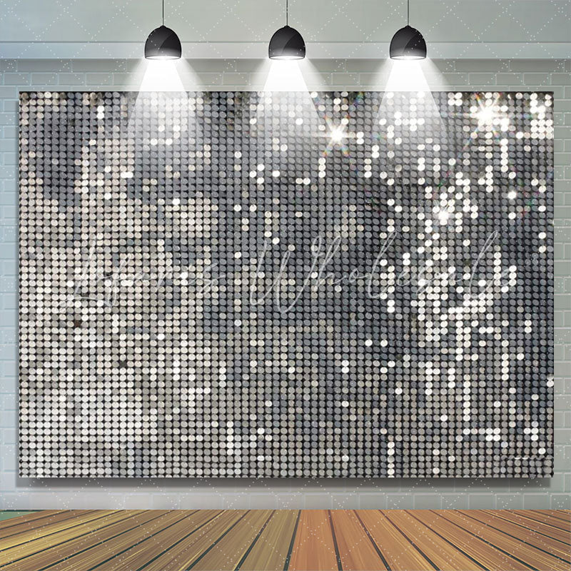 Lofaris Disco Silver Sequins Glitter Birthday Party Deco Backdrop