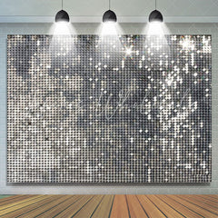 Lofaris Disco Silver Sequins Glitter Birthday Party Deco Backdrop