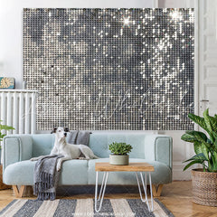 Lofaris Disco Silver Sequins Glitter Birthday Party Deco Backdrop