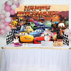Disney Cartoon Cars Happy Birthday Party Backdrop For Boys