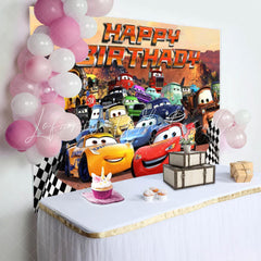 Disney Cartoon Cars Happy Birthday Party Backdrop For Boys