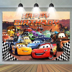 Disney Cartoon Cars Happy Birthday Party Backdrop For Boys