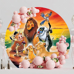 Disney Cartoon Lion King Animals Round Birthday Backdrop For Kids