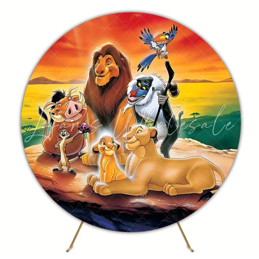 Disney Cartoon Lion King Animals Round Birthday Backdrop For Kids