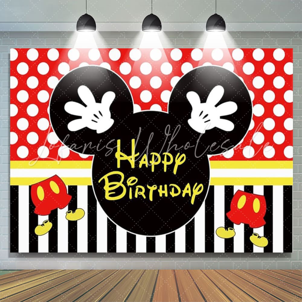 Disney Cartoon Mickey Theme Mouse Birthday Party Backdrop For Kids