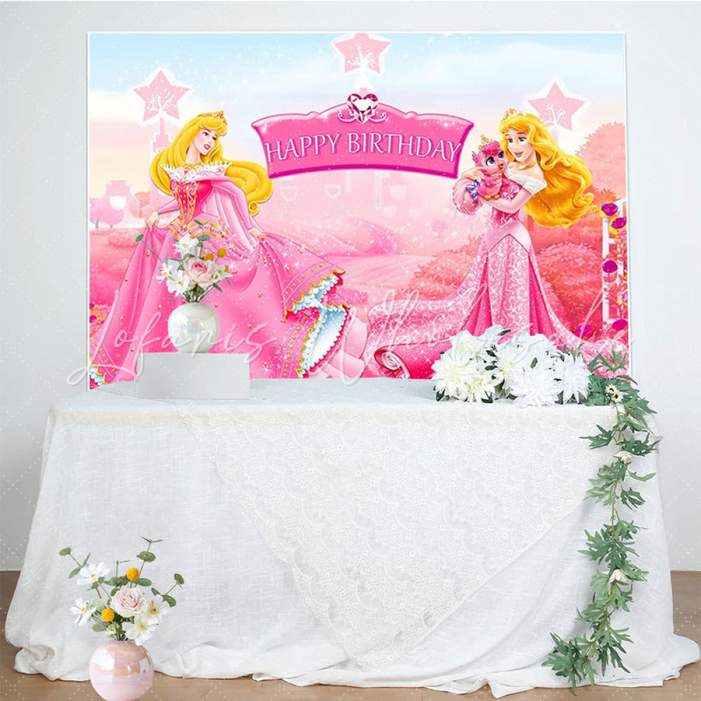 Disney Pink Princess Sparkle Backdrop For Birthday Party Decorations