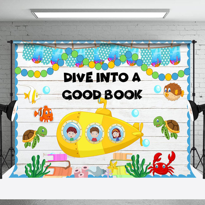Lofaris Dive Into A Good Book Wooden Back To School Backdrop