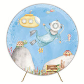 Diver Underwater Round Backdrop for Ocean Themed Event