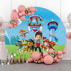 Lofaris Dog Green Grassland Happy Birthday Round Backdrop Kit for Boy