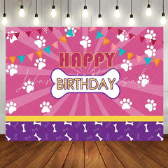 Lofaris Dog Paws Bones Pink Shining Purple Birthday Backdrop