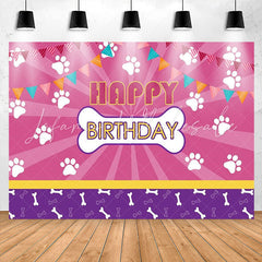 Lofaris Dog Paws Bones Pink Shining Purple Birthday Backdrop