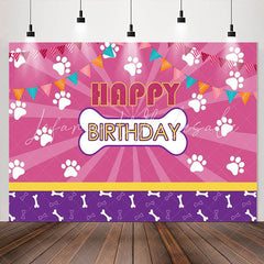 Lofaris Dog Paws Bones Pink Shining Purple Birthday Backdrop