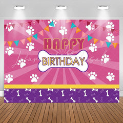 Lofaris Dog Paws Bones Pink Shining Purple Birthday Backdrop