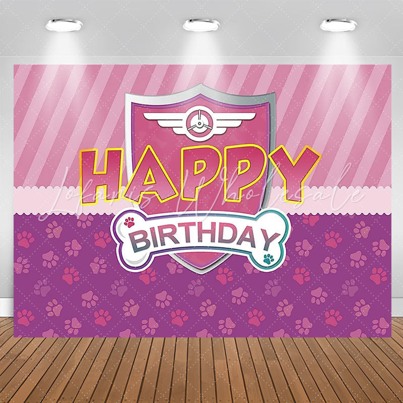 Lofaris Dog Paws Pink Purple Shield Girl Birthdat Backdrop