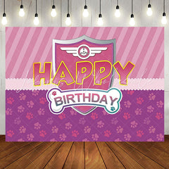 Lofaris Dog Paws Pink Purple Shield Girl Birthdat Backdrop