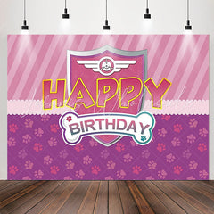Lofaris Dog Paws Pink Purple Shield Girl Birthdat Backdrop