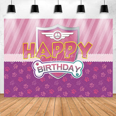 Lofaris Dog Paws Pink Purple Shield Girl Birthdat Backdrop