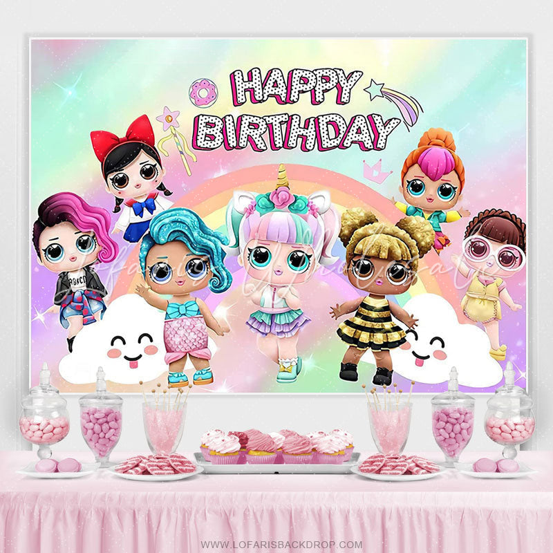Lofaris Doll Toy Girls Happy Birthday Party Photography Backdrop