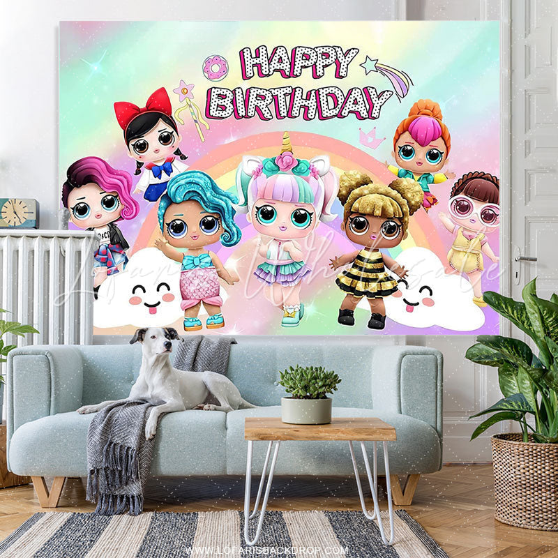 Lofaris Doll Toy Girls Happy Birthday Party Photography Backdrop