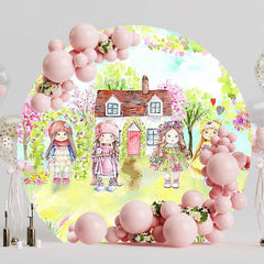 Dollhouse Sweet Round Backdrop for Girls Party